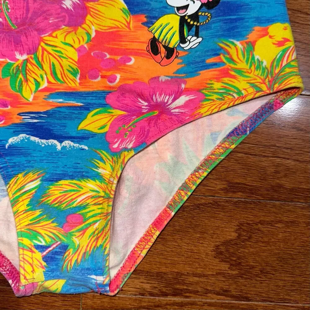 Vintage 90s Disney Girls Colorful Minnie Mouse Hula One Piece Swimsuit Size 10
